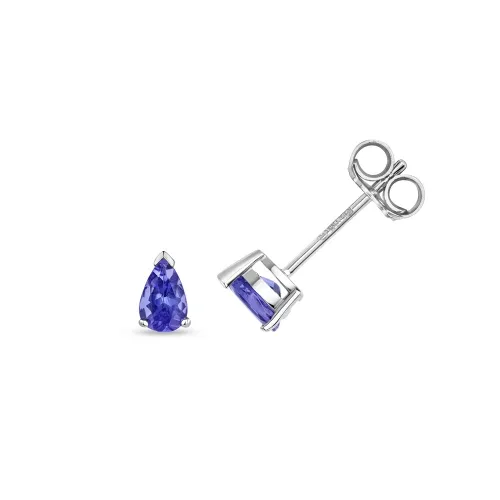 Tanzanite Pear Claw Set Studs